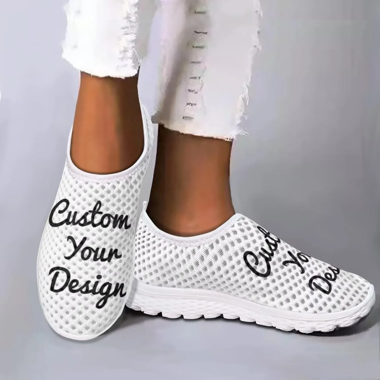 HUGS IDEA Women's Floral Mesh Slip on Shoes