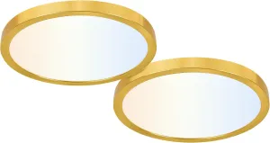 hykolity 12 Inch Selectable CCT LED Round Flat Panel Light, 24W 3000K/4000K/5000K, Edge-Lit Flush Mount Ceiling Light Fixture for Kitchen, Bedroom, Laundry and Closet Room，Gold