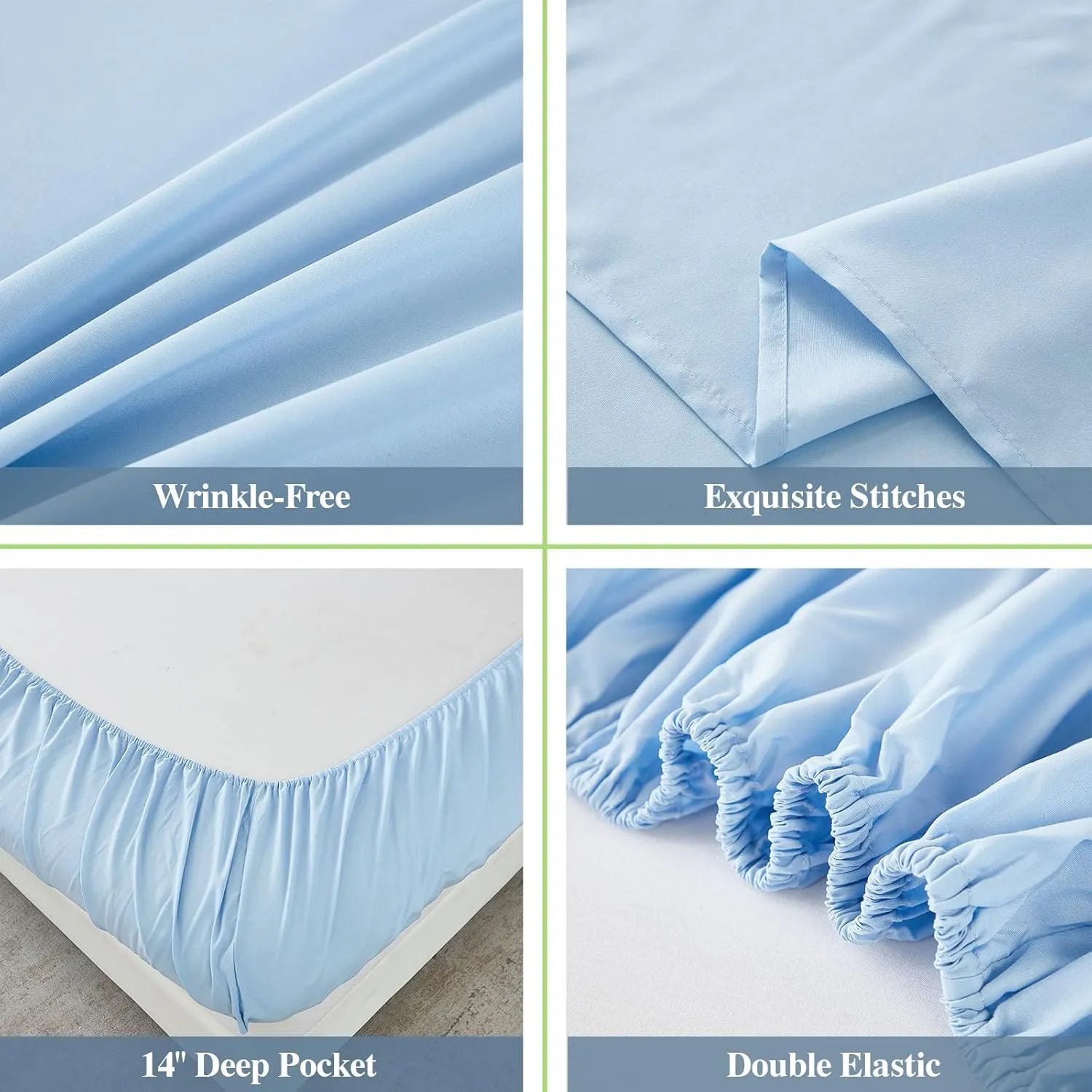 ILAVANDE Queen Sheets Set 6 Piece,Hotel Luxury Super Soft 1800 Series Microfiber Queen Bed Sheets Set-Wrinkle Free & Breathable-14 Deep Pocket Sheets for Queen Size Bed(Queen,Baby Blue)