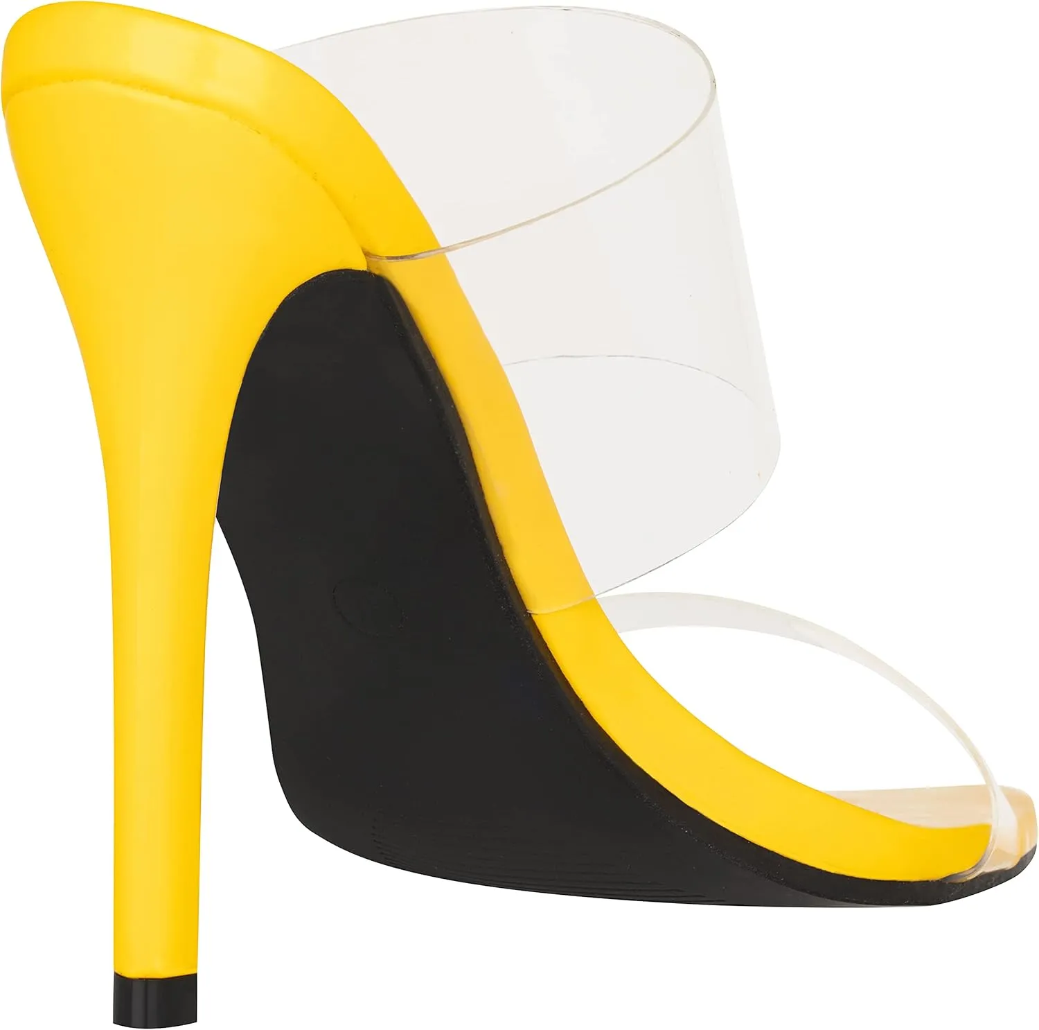 ILLUDE Women’s Clear Pointed Toe Sandals Stiletto Heels Transparent Strap High Heels Slip on Mules