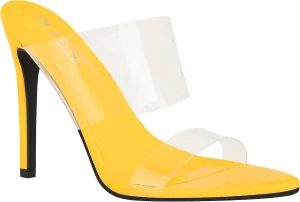 ILLUDE Women’s Clear Pointed Toe Sandals Stiletto Heels Transparent Strap High Heels Slip on Mules