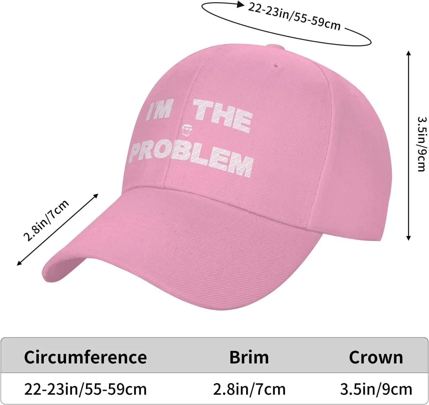 I'm The Problem Hat Sun Baseball Cap Breathable Mesh Flat Bill Hats Solid Color Adjustable Size