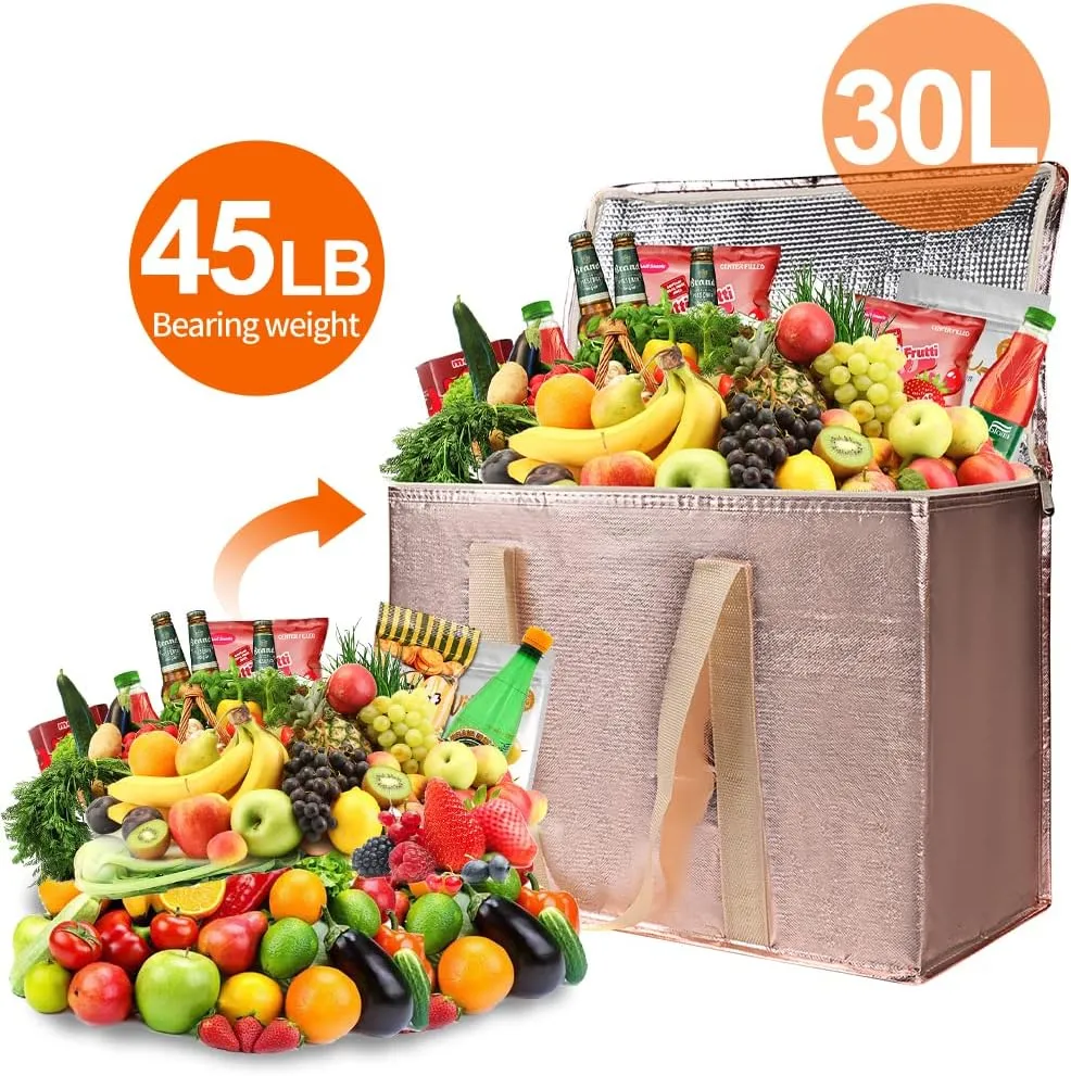 Insulated Reusable Grocery Shopping Bags, 4 Packs