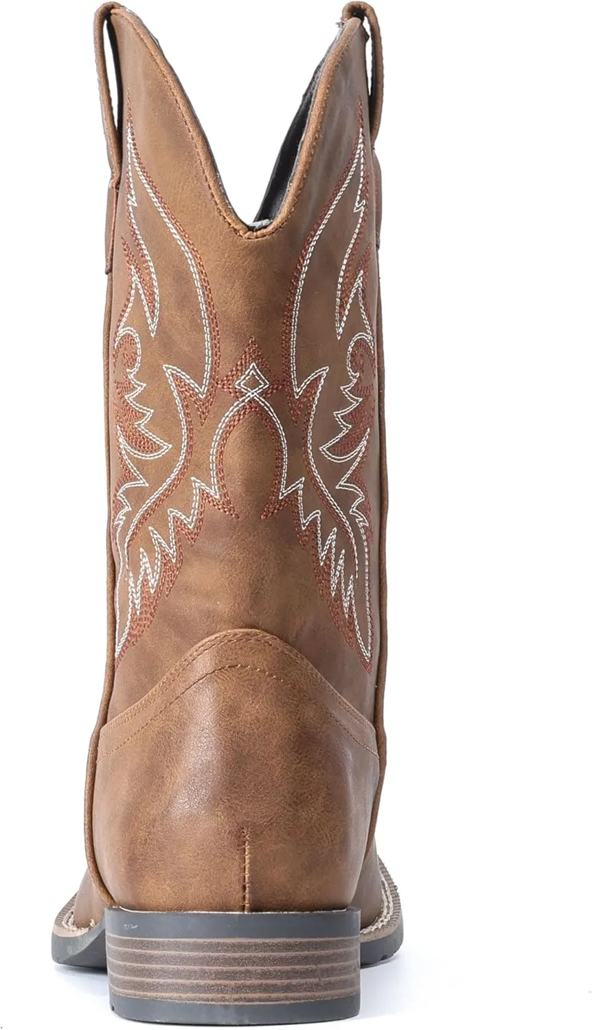 IUV Cowboy Boots For Men Square Toe Western Boot Durable Retro Classic Embroidered Pull On Boot Slip Resistant Country Boots