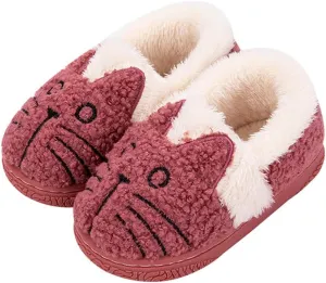 JadeRich Adults/Kids Cute Cat Animal Shoes Fleece Warm Boot Shoes Memory Foam Lightweight Slippers