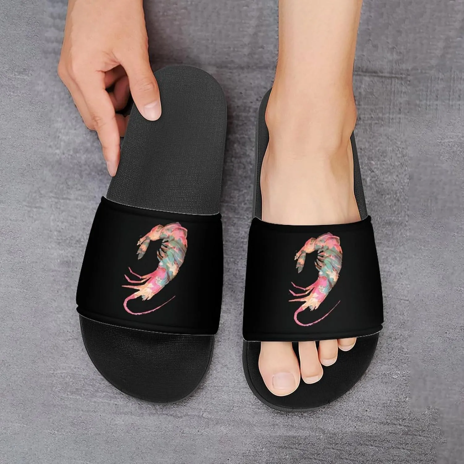 Japanese Shrimp Wave Surf Sunset Shower Sandals PVC Pillow Slippers Bath Slip On Home Shoes Non-Slip for Outdoor