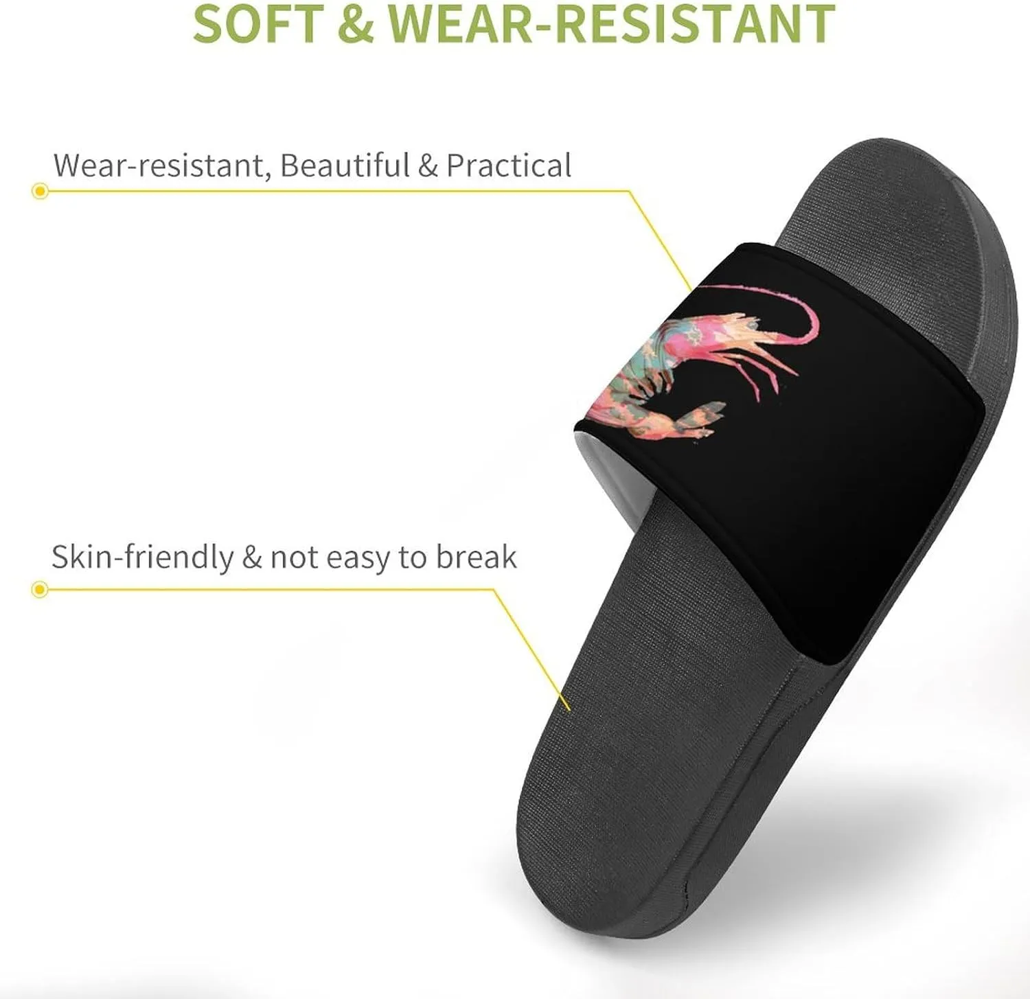 Japanese Shrimp Wave Surf Sunset Shower Sandals PVC Pillow Slippers Bath Slip On Home Shoes Non-Slip for Outdoor