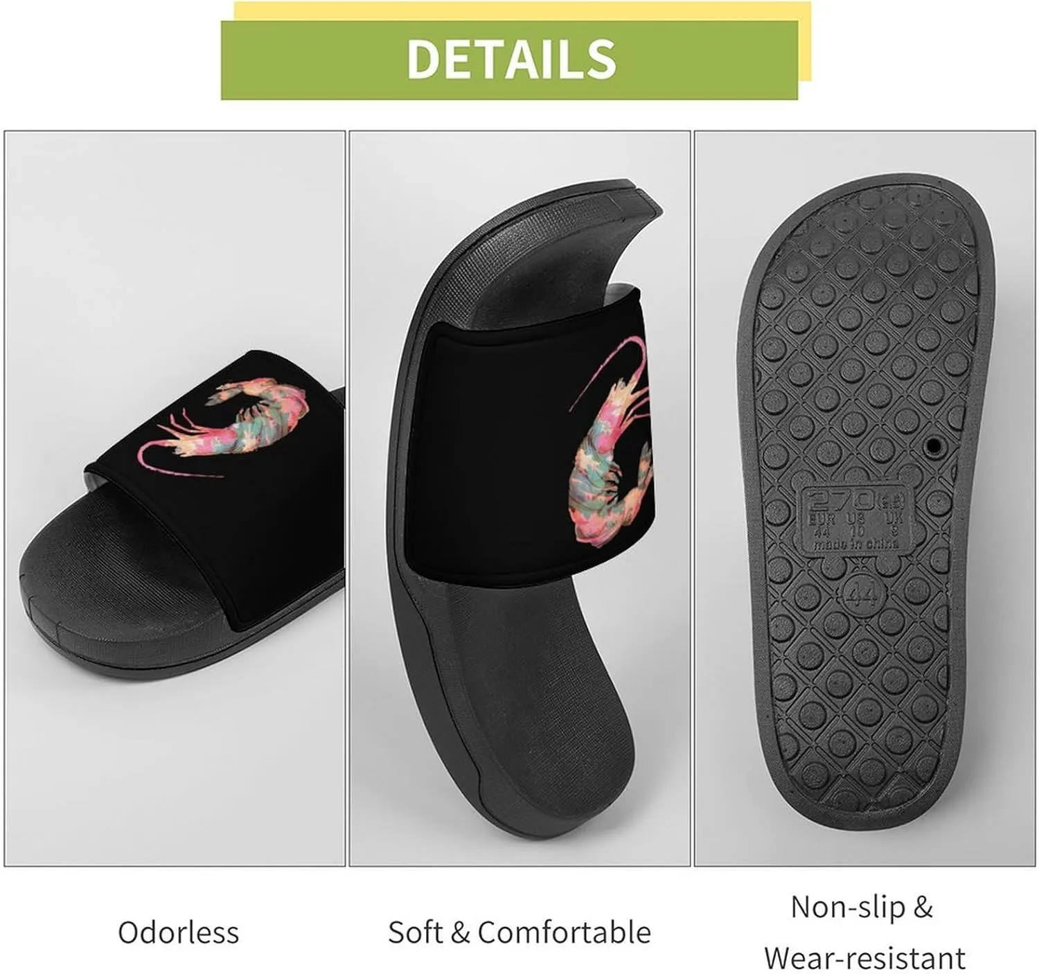 Japanese Shrimp Wave Surf Sunset Shower Sandals PVC Pillow Slippers Bath Slip On Home Shoes Non-Slip for Outdoor