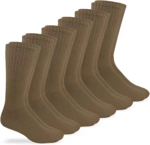Jefferies Women's Military Uniform Outdoor Ribbed Crew Boot Socks 6 Pack, Coyote Brown, Shoe Size: 4-6.5
