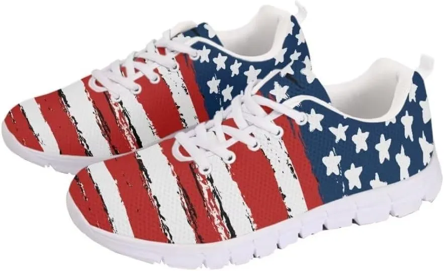 Jeiento American Flag Shoes Men's Fashion Sneaker Sports Running Shoes Causal Travel Walking Flat Shoe Breathable