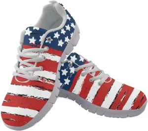 Jeiento American Flag Shoes Men's Fashion Sneaker Sports Running Shoes Causal Travel Walking Flat Shoe Breathable