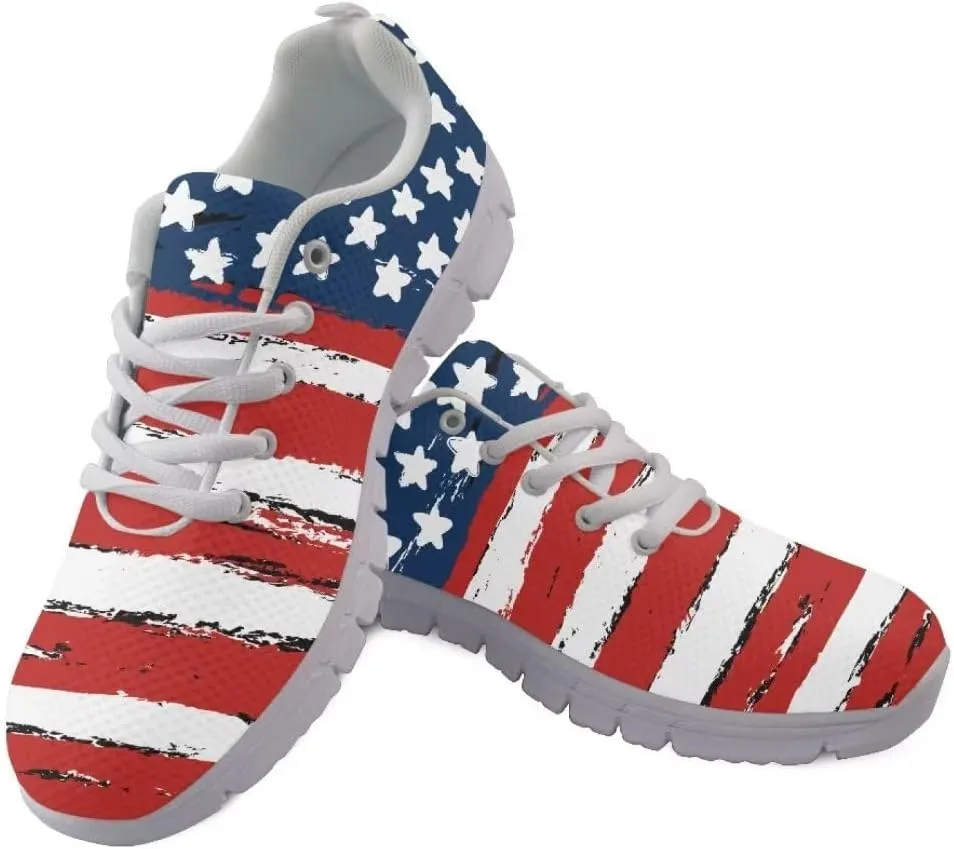 Jeiento American Flag Shoes Men's Fashion Sneaker Sports Running Shoes Causal Travel Walking Flat Shoe Breathable