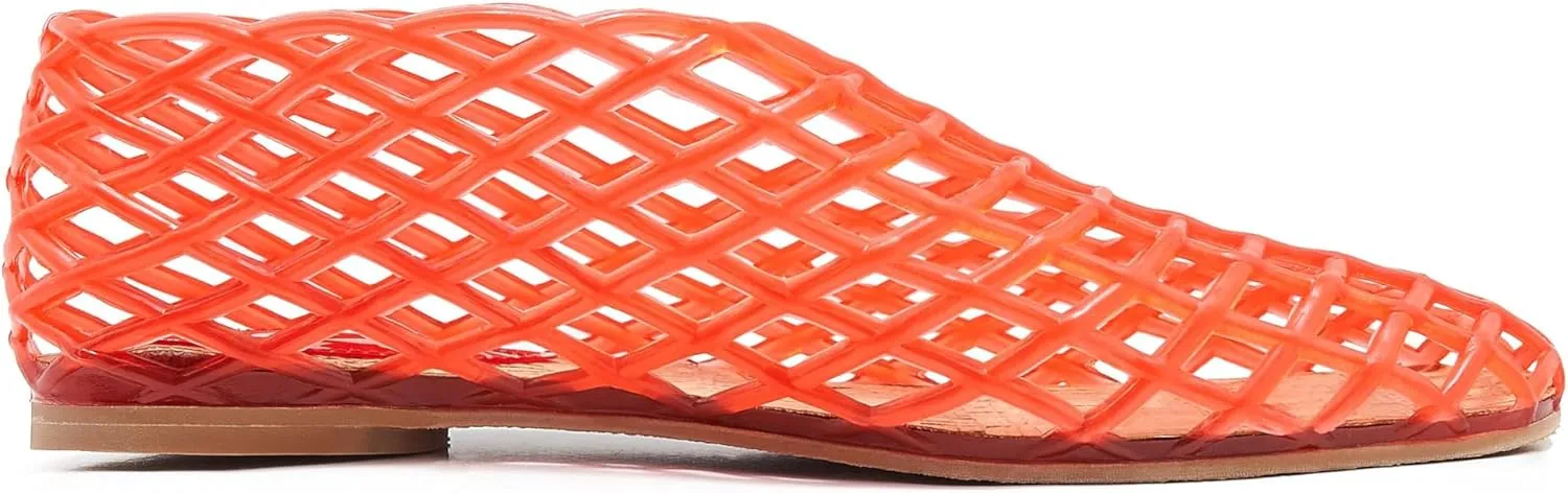 Jelly Sandals for Women Clear Woven Flats Beach Slip-on Ballerina Jellies Mesh Shoes
