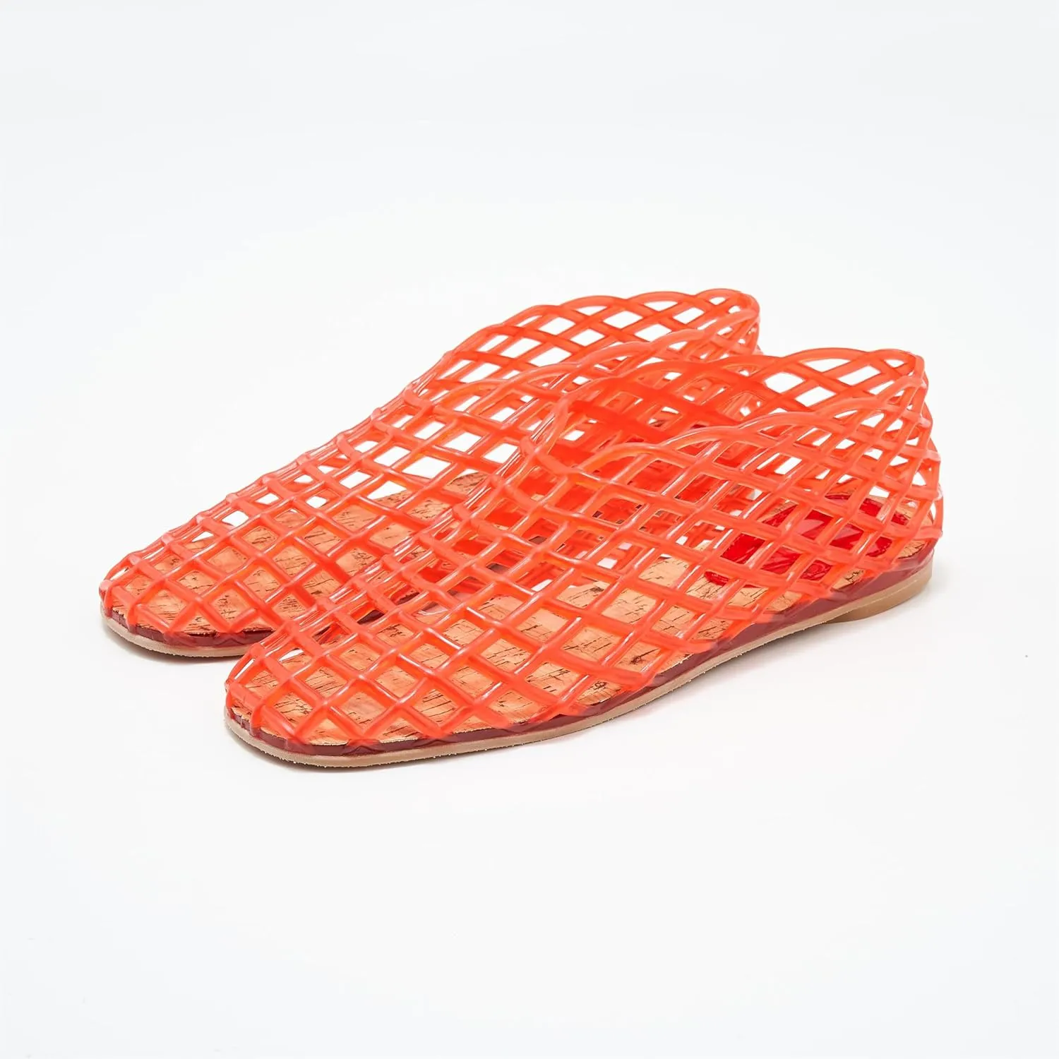 Jelly Sandals for Women Clear Woven Flats Beach Slip-on Ballerina Jellies Mesh Shoes