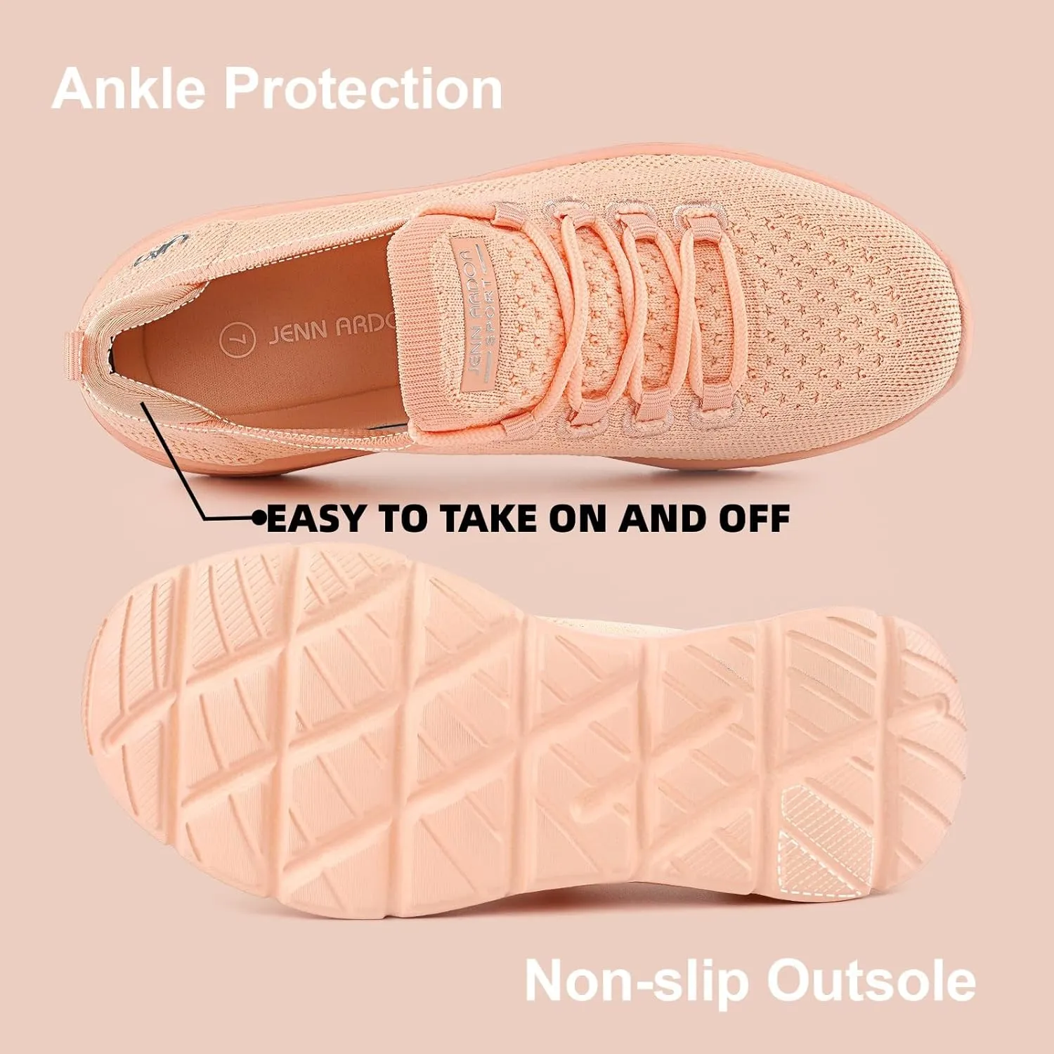 JENN ARDOR Women's Walking Shoes Athletic Slip-on Sock Sneakers Casual Active Running Lightweight Anti-Slip Elastic Tennis Sneakers