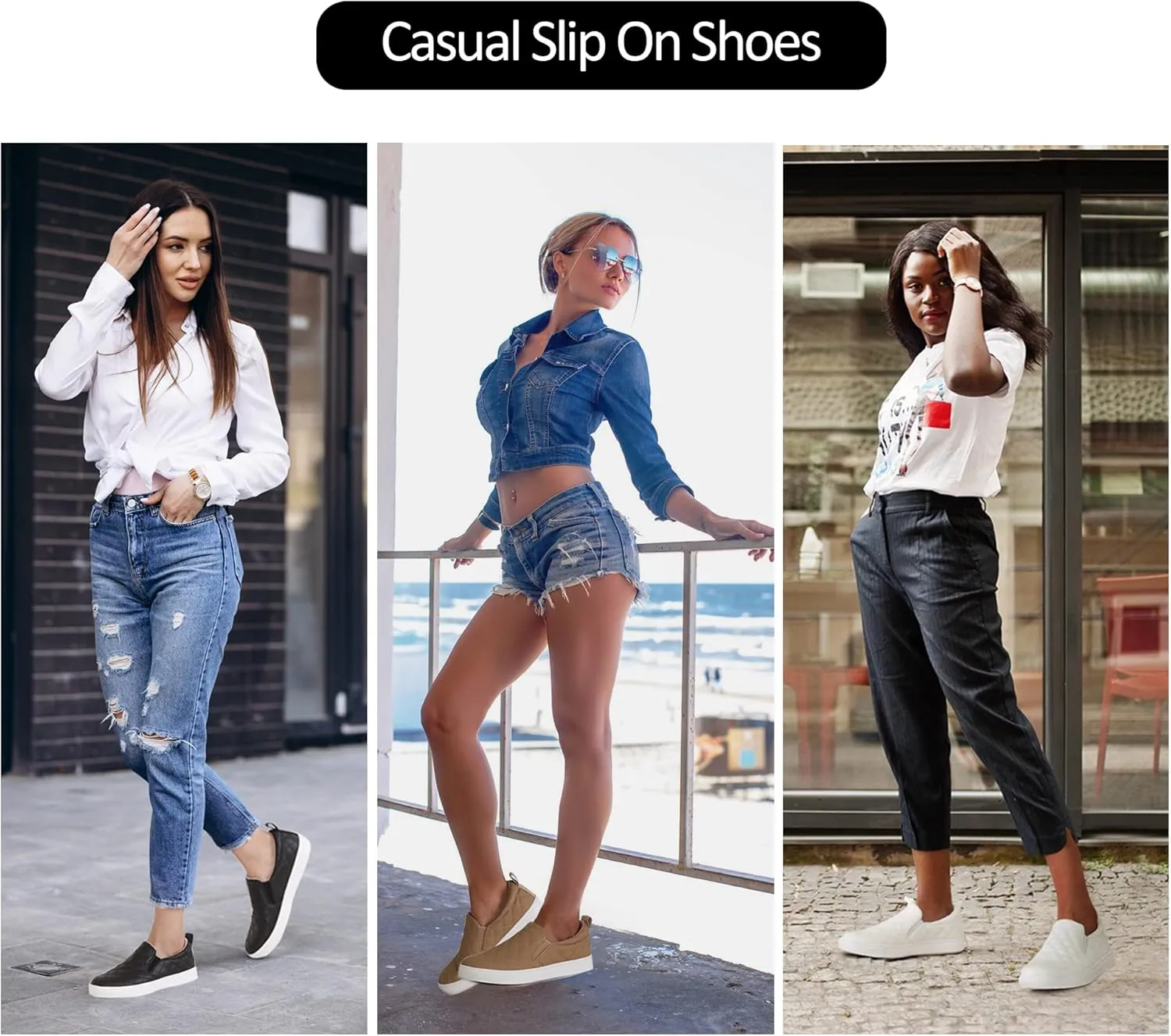 Jeossy Women's 8009 Slip On Sneakers Vegan Casual Shoes Light Weight Fashion Sneakers for Women