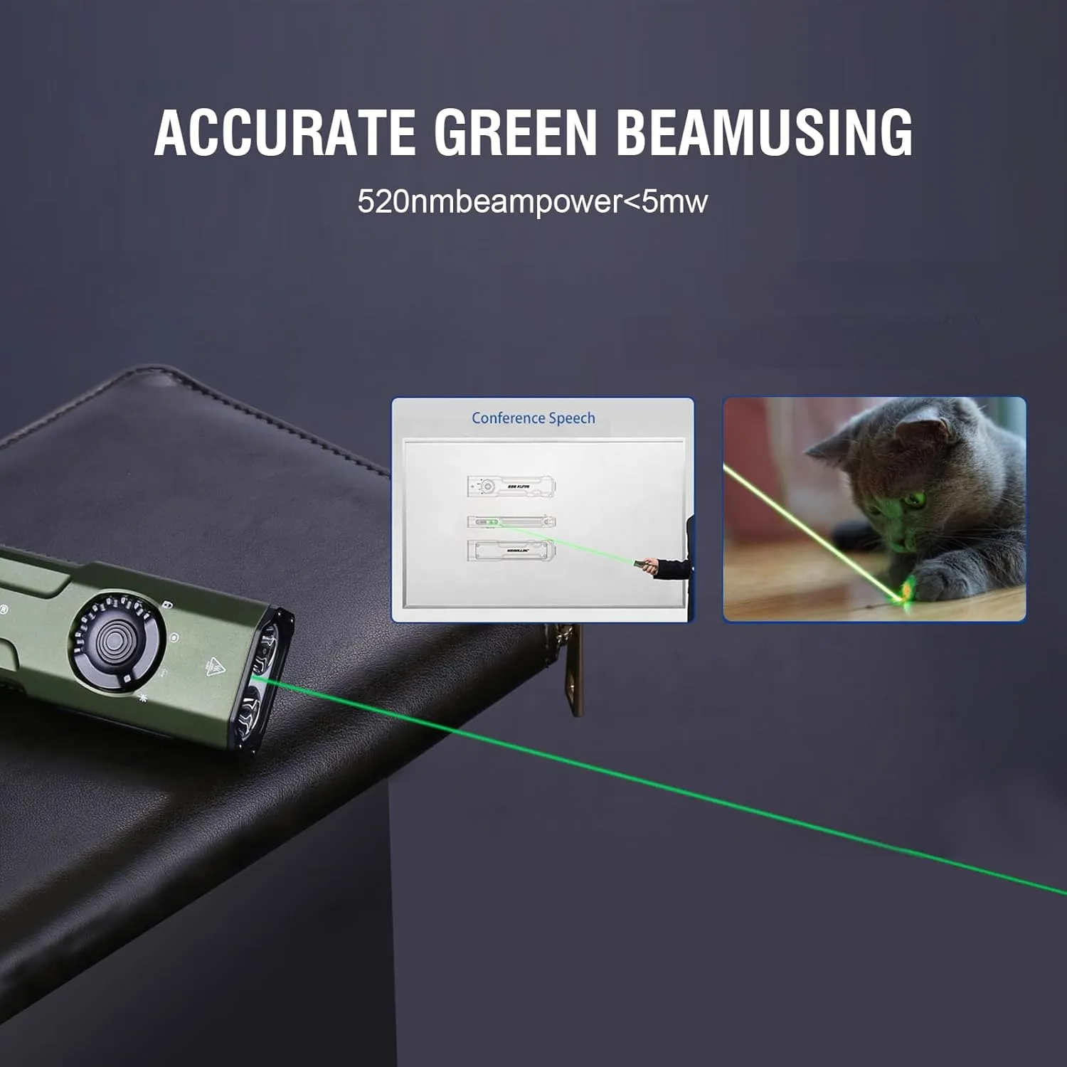 JETBeam E26 EDC Handsfree Flashlight,3000 Lumens Dual Light Source LED Light with Green Beam Combo,5 Modes Rear Flash,Power by Rechargeable Built-in Battery,IPX8 Waterproof Rating,Widely Used
