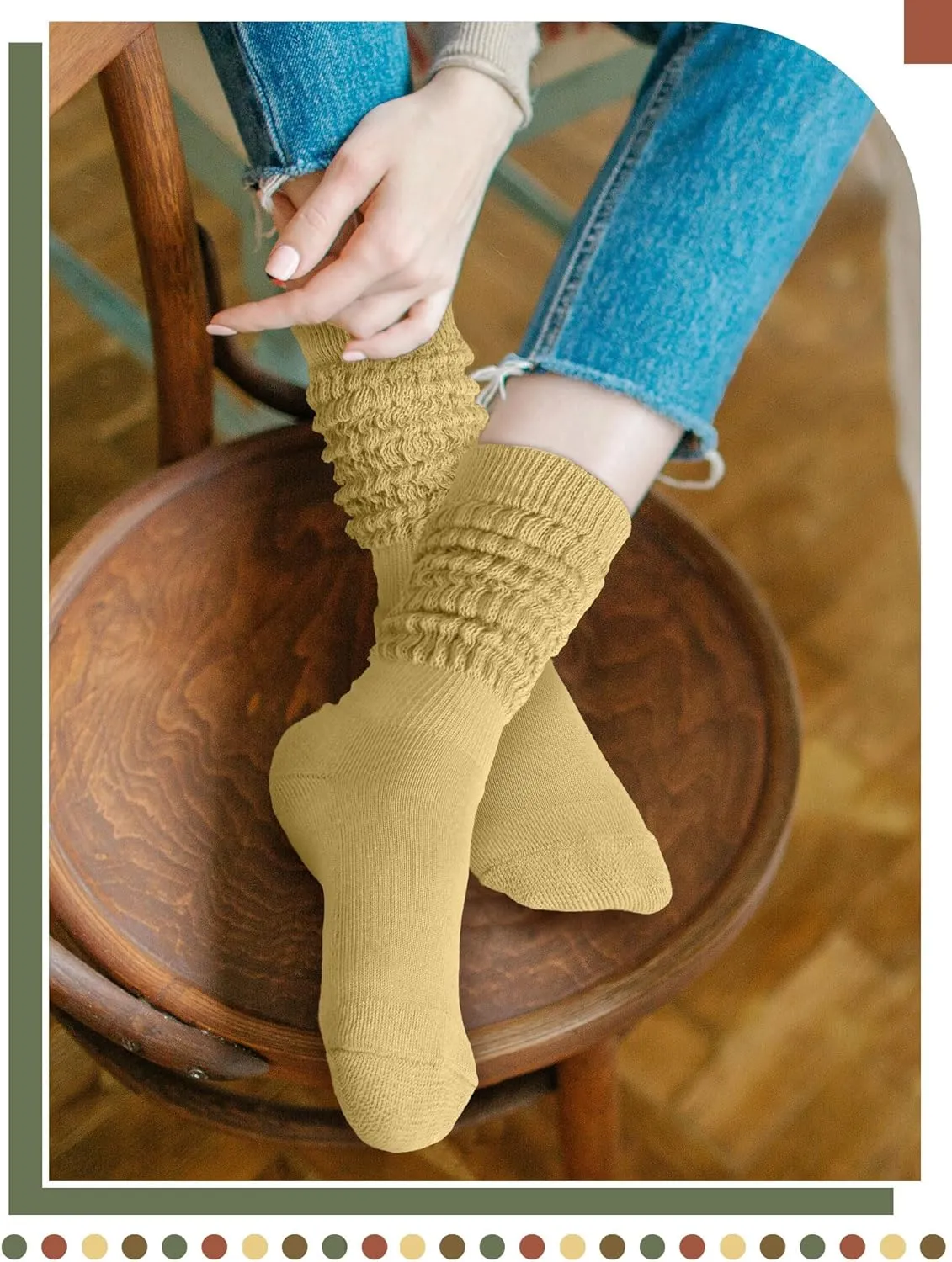 Jeyiour 8 Pairs Slouch Socks for Women Knee High Scrunch Boot Stack Socks Soft 80s 90s Size 9-11
