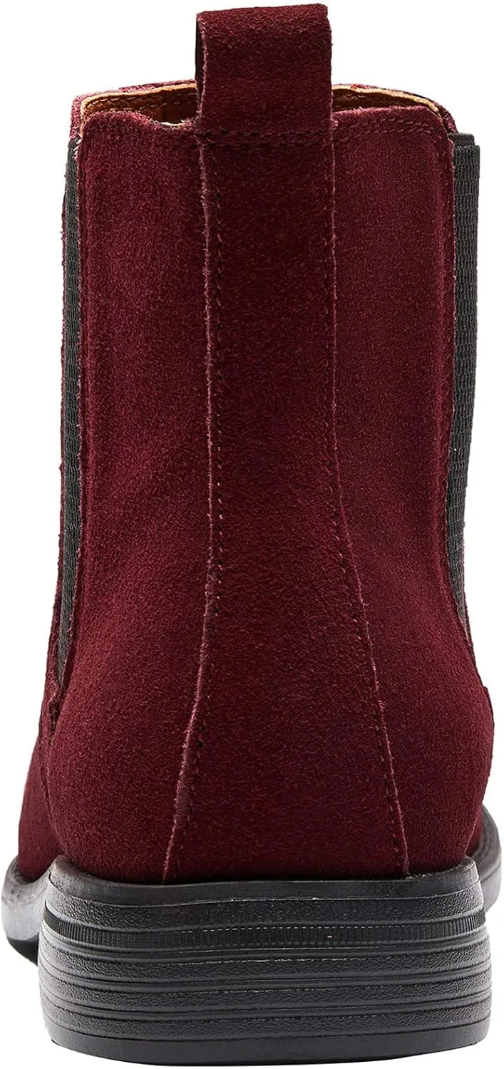 JIONS Men Chelsea Slip On Suede Boots Lightweight Leather Casual Dress Ankle Shoes