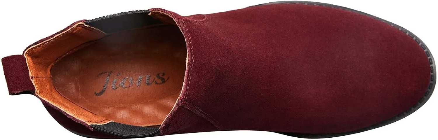JIONS Men Chelsea Slip On Suede Boots Lightweight Leather Casual Dress Ankle Shoes