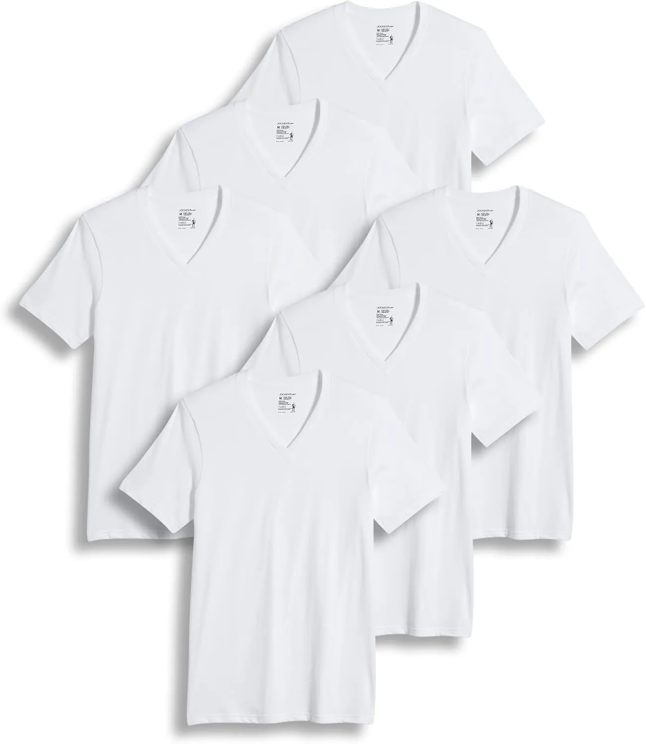 Jockey T-Shirts for Men - V Neck Undershirts, Cotton Men's T-Shirts - 6 Pack