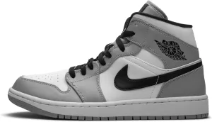 Jordan Nike Women's WMNS Air 1 Mid Trainers, Light Smoke Grey, Black, White, 11.5 Men