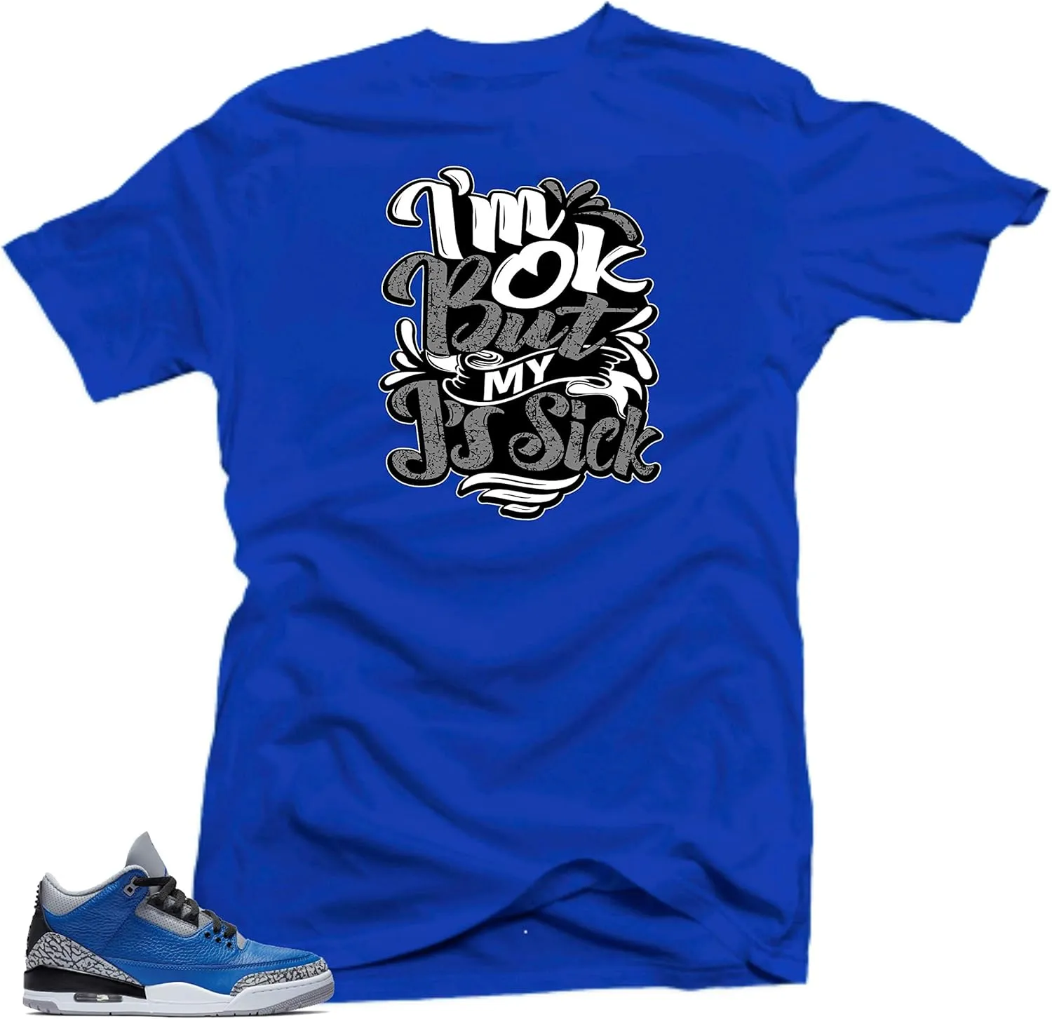 Jordan Retro 3 Varsity Royal Blue Match Tees