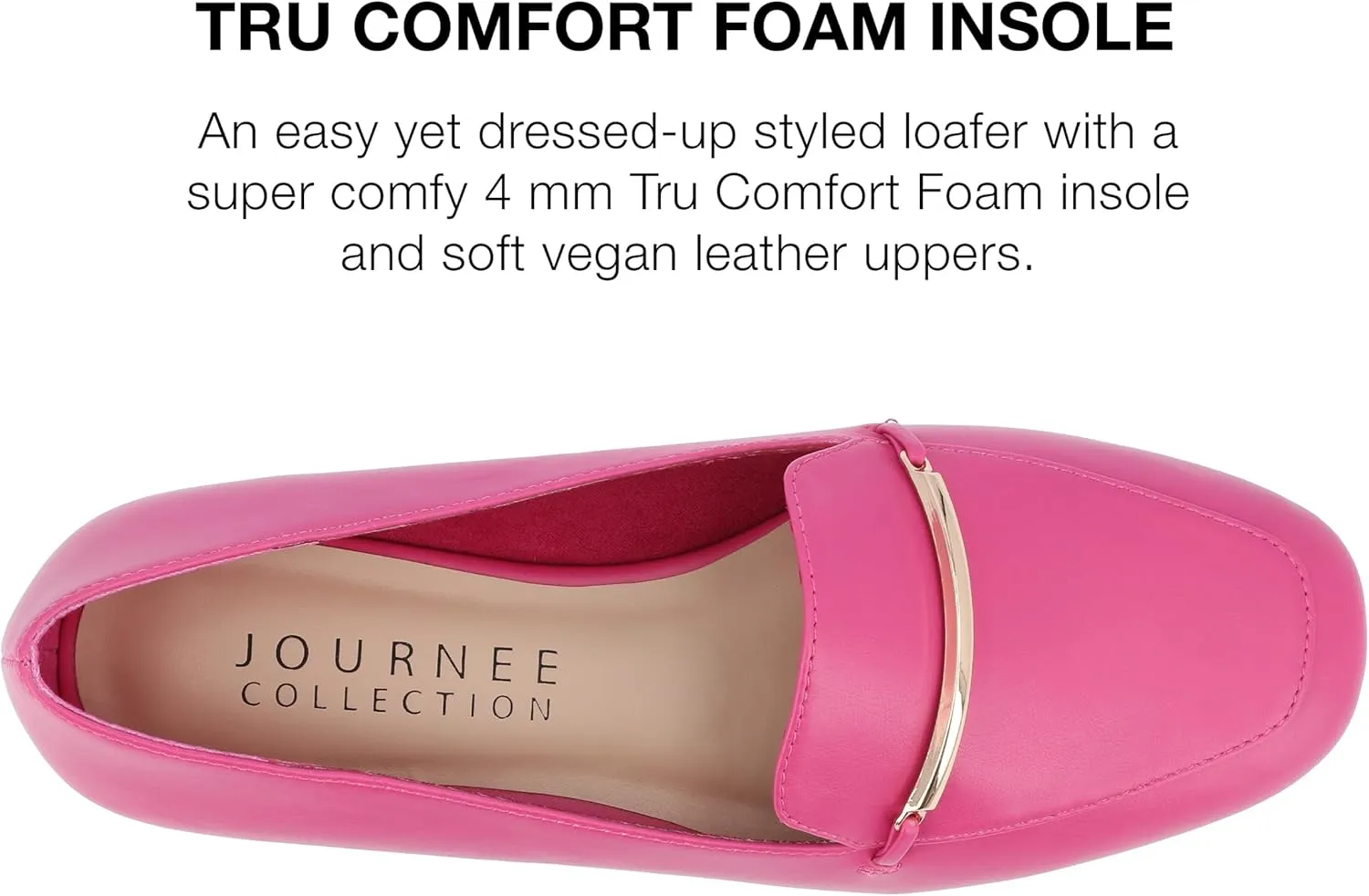 Journee Womens Loafer Flat Notched Topline Square Toe Slip-On Block Heel - Wrenn Casual Dress Shoe