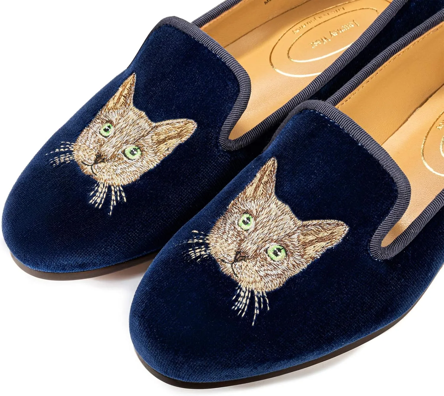 Journey West Women's Velvet Loafer Flat with Embroidery Velvet Slippers
