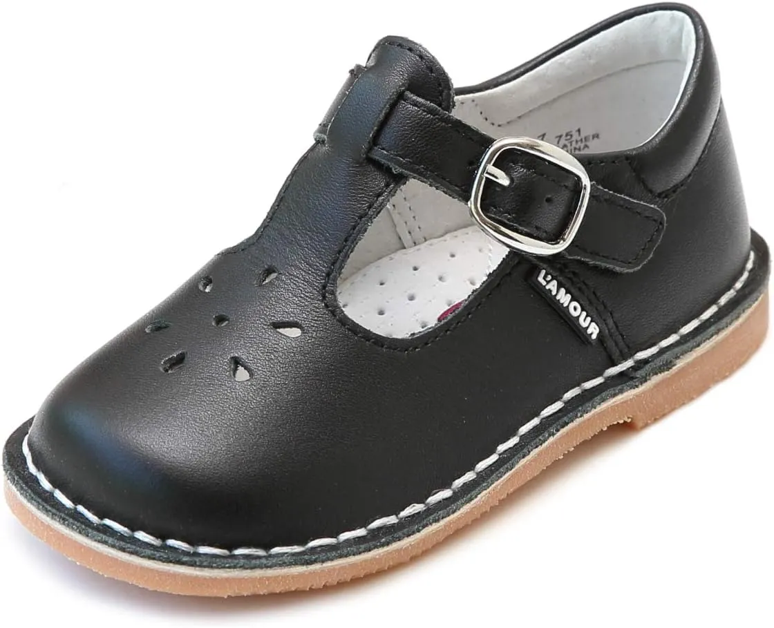 Joy Classic Leather Stitch Down T-Strap | Girl's Mary Jane Flat (Toddler/Little Kid)
