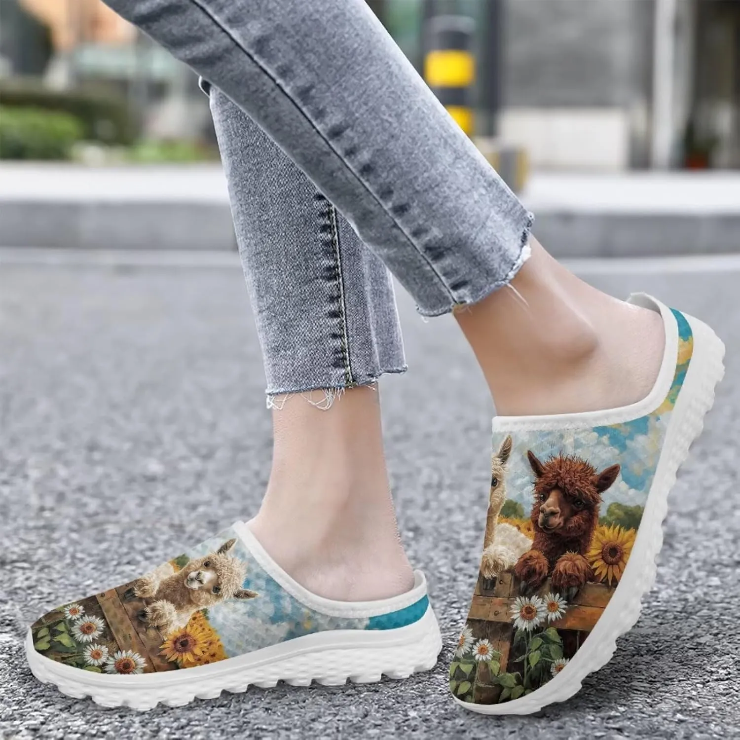 JoyLamoria Animal Pattern House Womens Shoes Mule Flower Lightweight Clog Fashion Comfortable Walking Backless Sport Sneakers