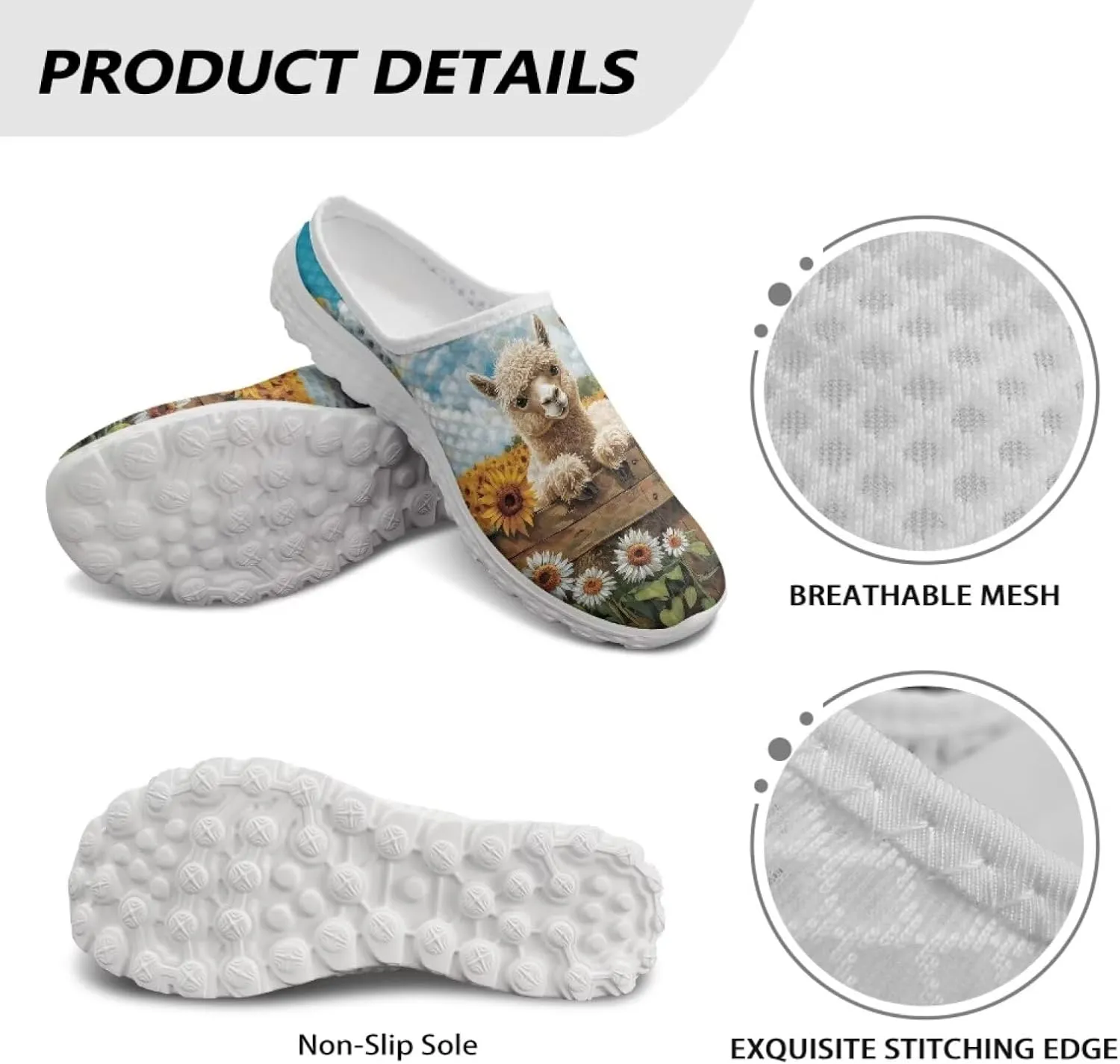 JoyLamoria Animal Pattern House Womens Shoes Mule Flower Lightweight Clog Fashion Comfortable Walking Backless Sport Sneakers