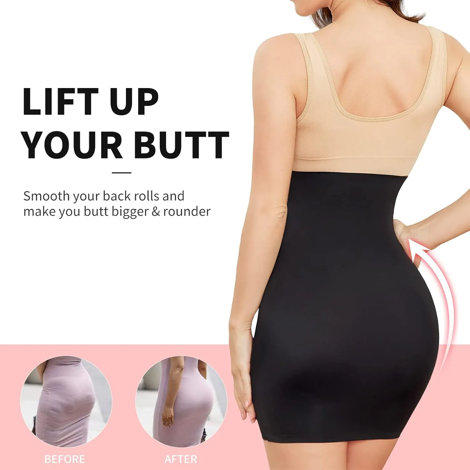 JOYSHAPER Shapewear Dress Slip for Under Dresses Half Slip Tummy Control Seamless Slimming Slip Body Shaper