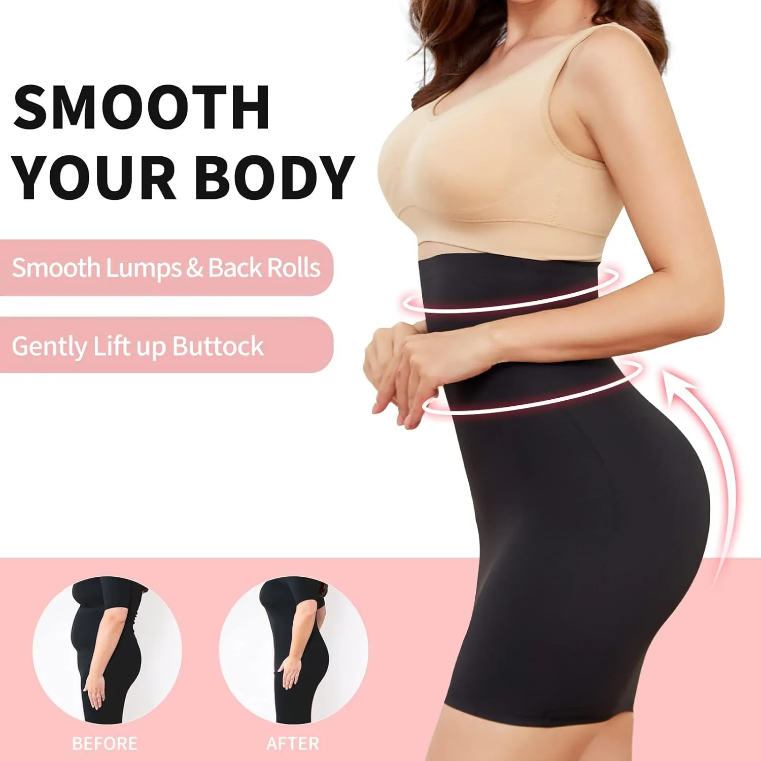 JOYSHAPER Shapewear Dress Slip for Under Dresses Half Slip Tummy Control Seamless Slimming Slip Body Shaper