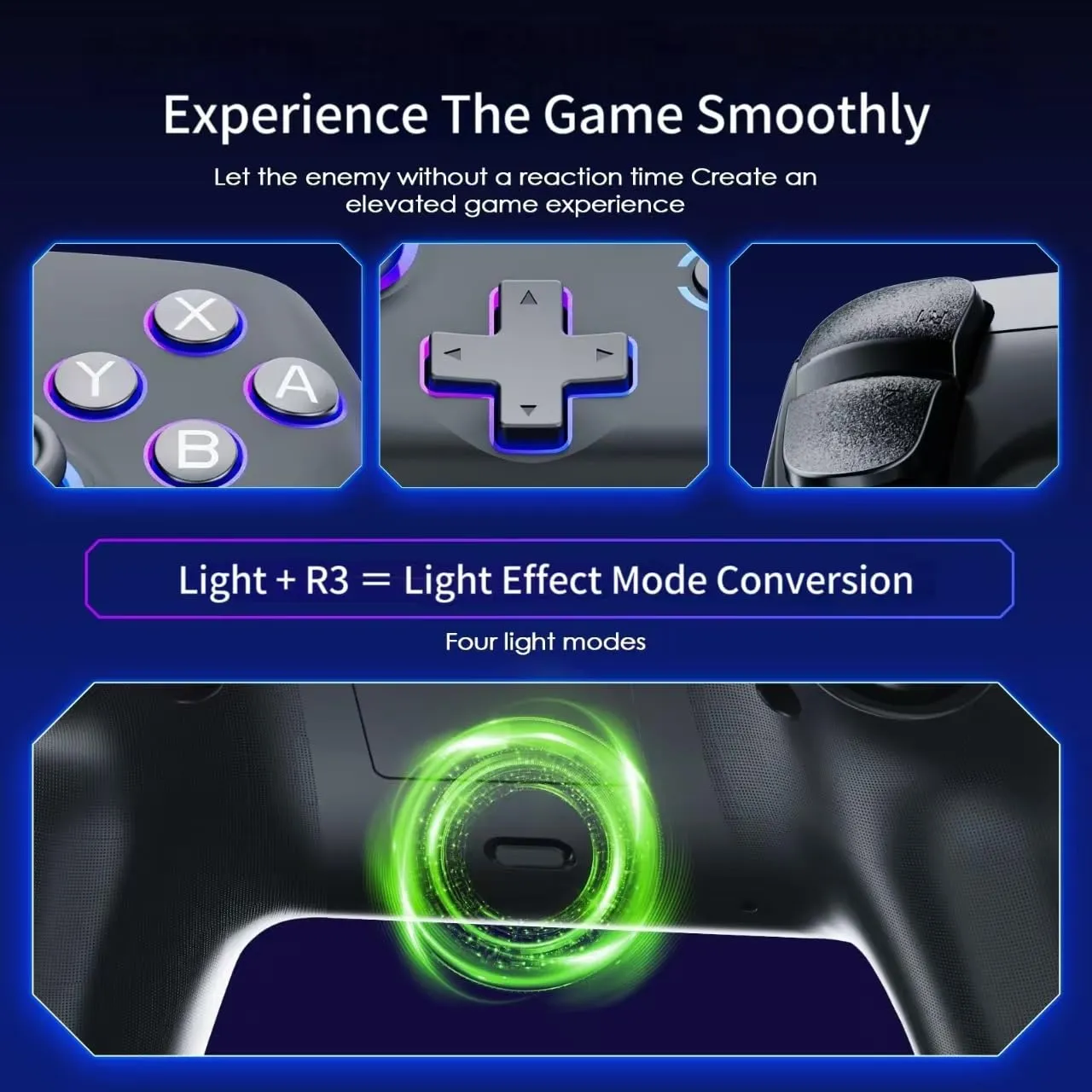 JUNHUAN Wireless Switch Controller with Hall Triggers, PC Pro Controllers for Nintendo Switch/Lite/OLED/PC/Android/IOS/Steam with 7-Cool RGB LEDs, 6-Axis Gyro Sensor Wake-up Vibration Turbo (White)