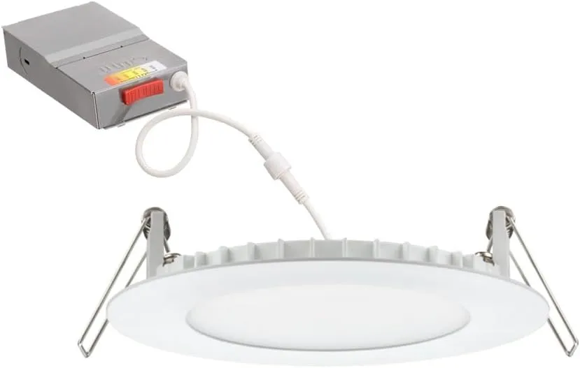 Juno LED Recessed Lights 4 Inch Round Wafer Downlight, 5-in-1 Switchable White Color Temperature, 120 Volts, 4-Inch Ultra-Thin Flat Trim, Matte White, 12-Pack (WF4 SWW5 90CRI MW CP12)
