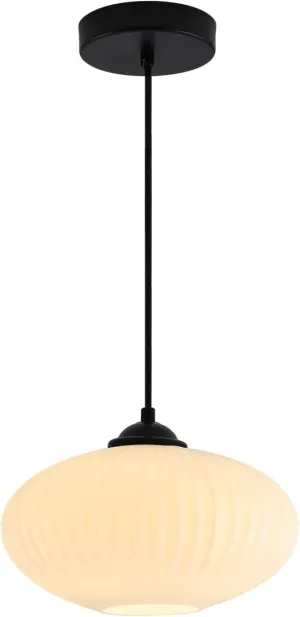 KCO Lighting Large Milk Glass Pendant Light Black and White Pendant Light Mid Century Modern Hanging Ceiling Light Fixture Industrial Farmhouse Pendant Lights Kitchen Island