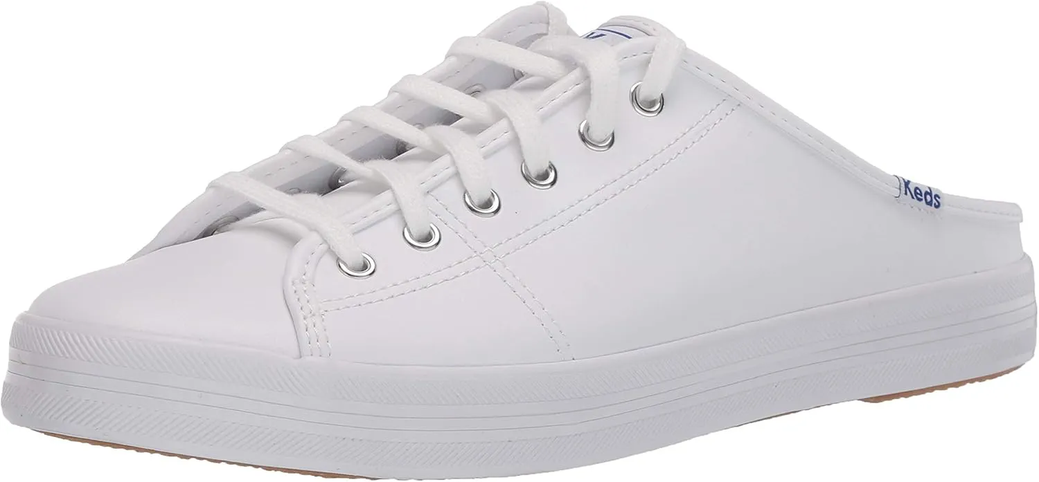 Keds Women's Kickstart Mule CORE Leather Sneaker, White, 5 M US