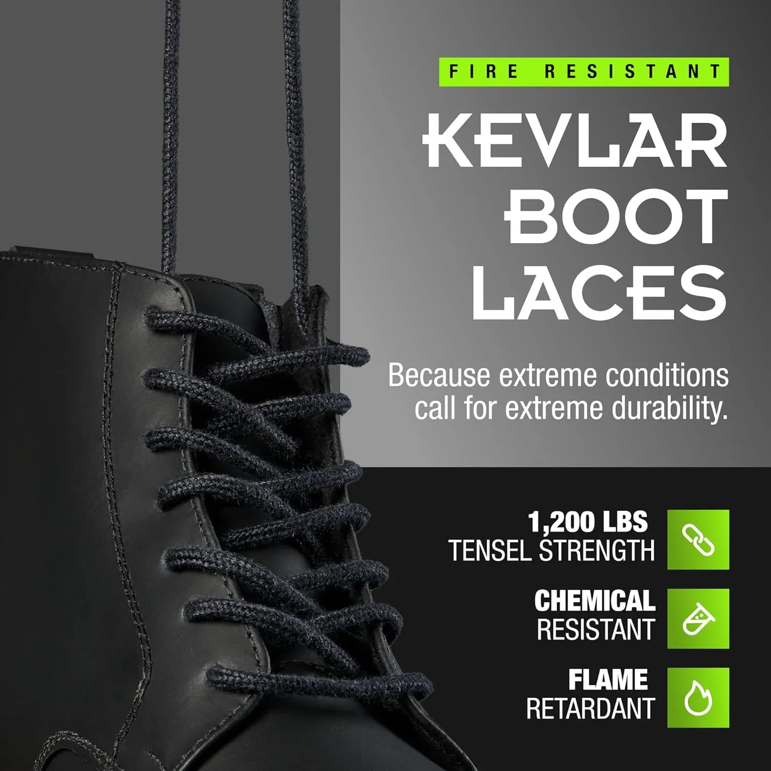 Kevlar Boot Laces – Fire Resistant, Long-Lasting Performance, High-Tensile Strength – Durable Work Boot Laces for Men