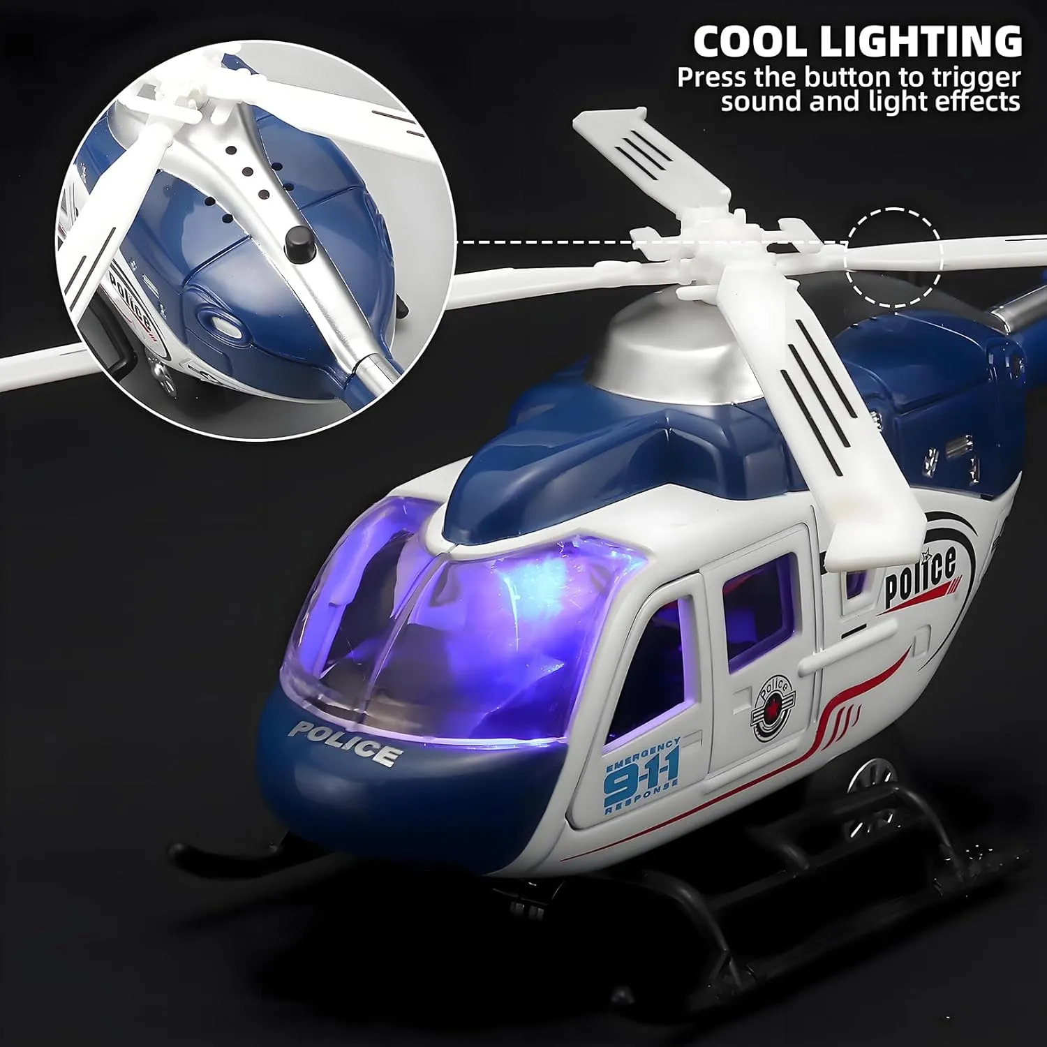 Kids Helicopter Toy Diecast Military Helicopter Model Kit,Pull Back Toy Helicopter with Lights and Sound,Toy Airplane with Rotatable Propeller,Helicopter Toys for Boys Age 4-7（Blue）