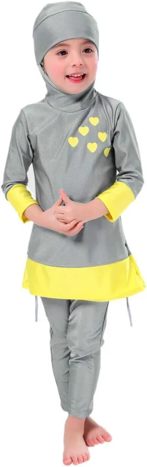 Kids Muslim Swimsuit for Girls Islamic Burkini Full Cover Hijab Top Pants Long Sleeve Rash Guard Swimwear Beach Bathing Suit