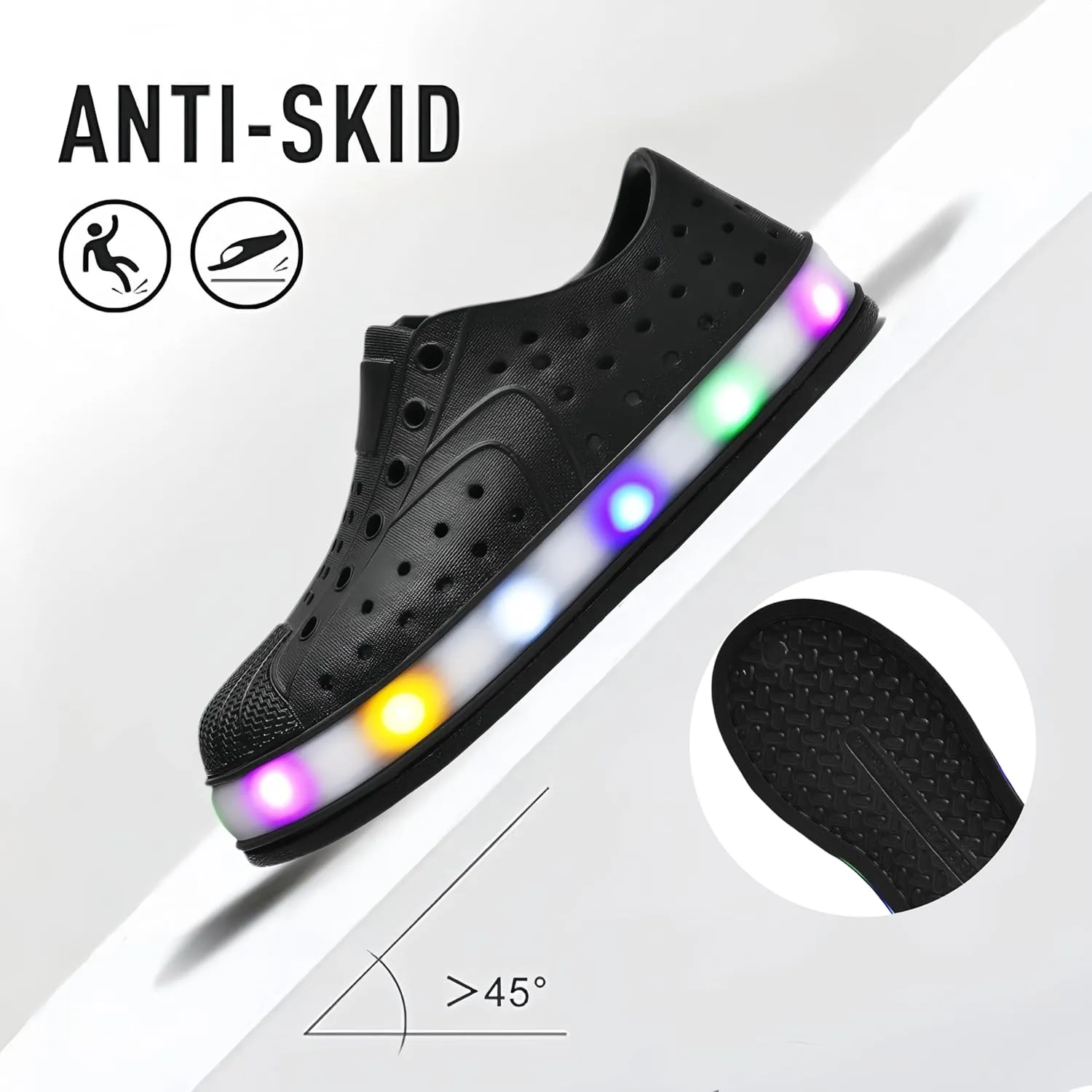 Kids Water Shoes,Toddler Slip-On Shoes,Waterproof Light Up Shoes for Boys and Girls,Lightweight Non-Slip Quick Dry Beach Sandals
