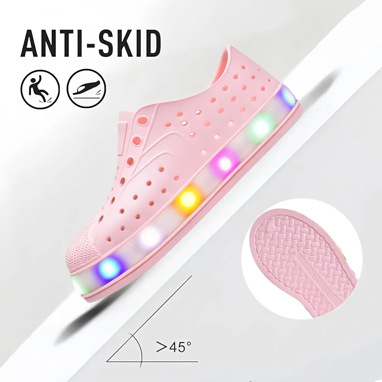 Kids Water Shoes,Toddler Slip-On Shoes,Waterproof Light Up Shoes for Boys and Girls,Lightweight Non-Slip Quick Dry Beach Sandals