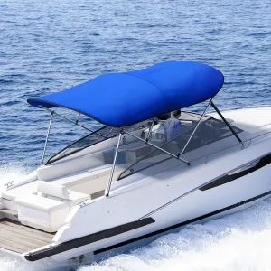 KING BIRD 3-4 Bow Bimini Boat Top Cover Sun Shade Boat Canopy Waterproof 1 Inch Stainless Aluminum Frame 46" Height with Rear Support Poles and Storage Boot 6 Colors -5 Sizes