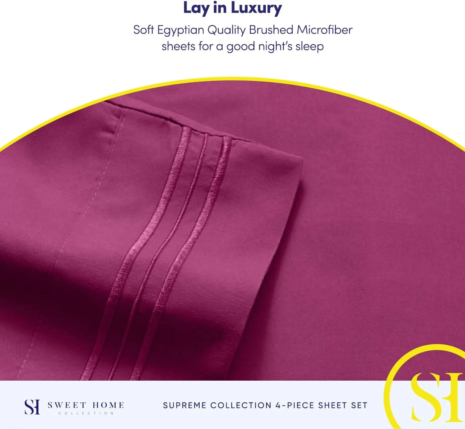 King Size Sheets - Breathable Luxury Bed Sheets with Full Elastic & Secure Corner Straps Built In - 1800 Supreme Collection Extra Soft Deep Pocket Bedding Set, Sheet Set, King, Berry