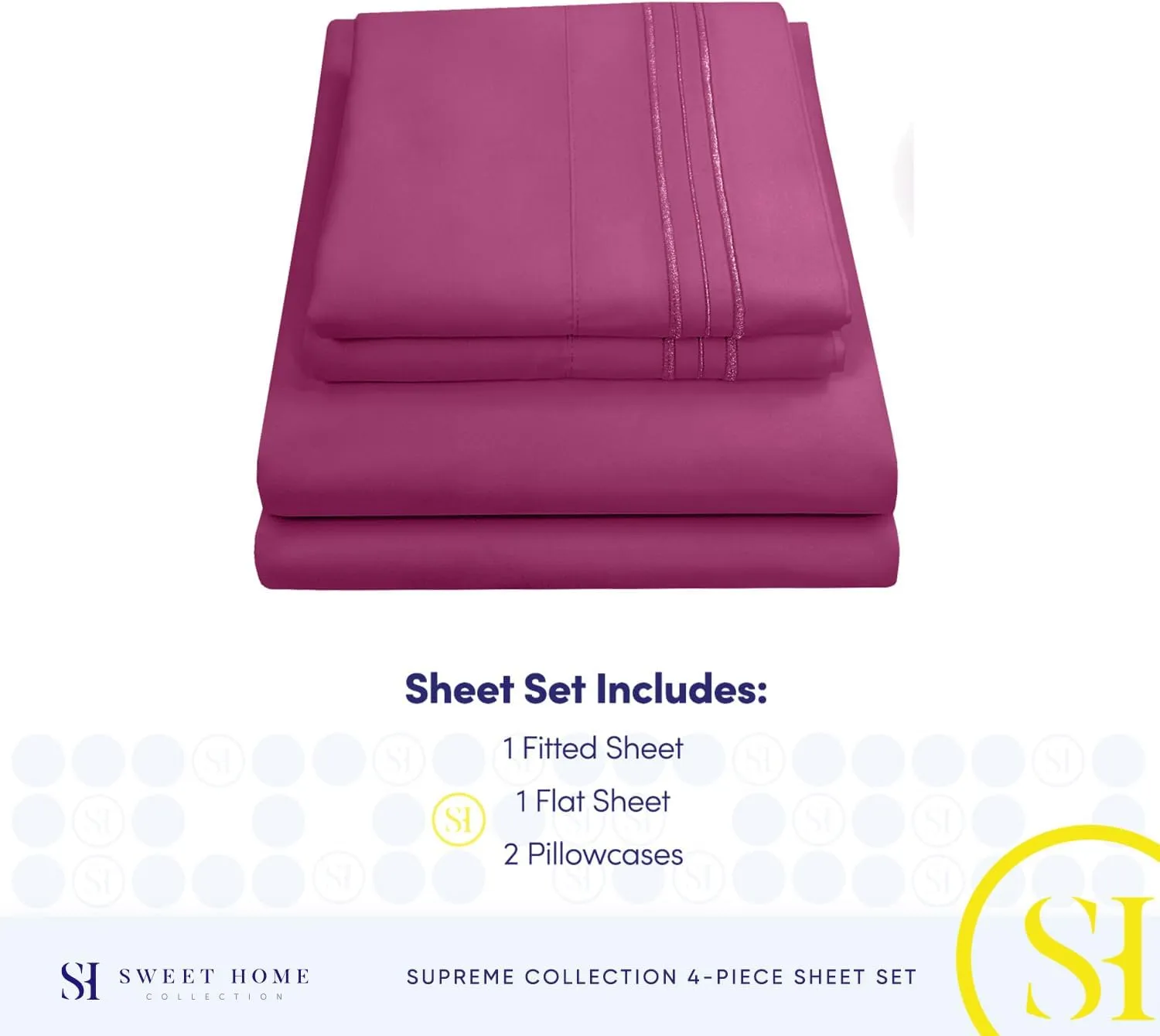 King Size Sheets - Breathable Luxury Bed Sheets with Full Elastic & Secure Corner Straps Built In - 1800 Supreme Collection Extra Soft Deep Pocket Bedding Set, Sheet Set, King, Berry