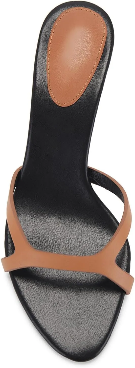 Kitten Heels for Women Single Strap Low Heel Open Toe Mule Shoes Non Slip Sandals