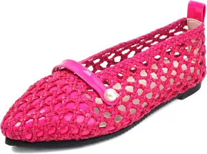 Kluolandi Woven Mesh Ballet Flats Shoes for Women Breathable Mesh Ballerina Flats Comfortable Slip On Shoes