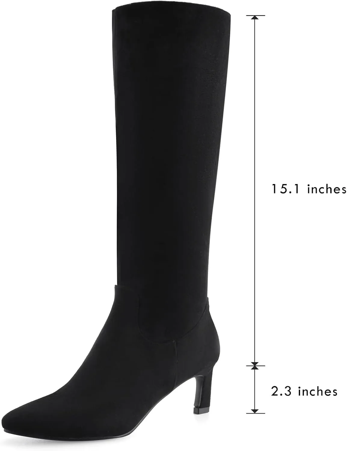 Knee High Boots for Women Kitten Heel Pointed Toe Low Mid Heel Long Tall Boots