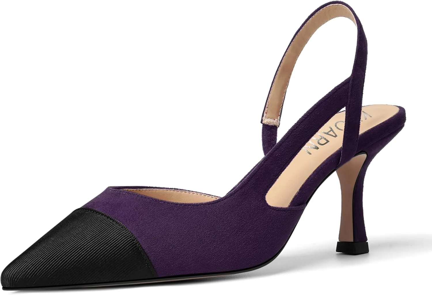 KUOARN Womens Suede Work Pointed Toe Dress Slingback Slip On Stiletto High Heel Pumps Shoes 2.7 Inch